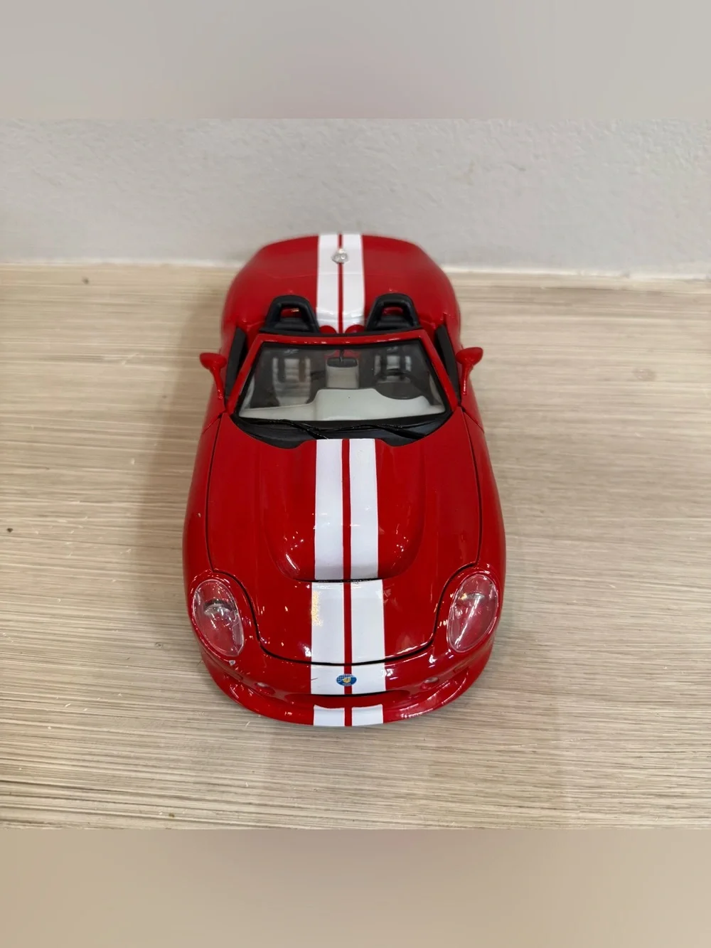 Maisto Shelby series 1 Red Convertible Toy Sports Car with White Racing Stripes